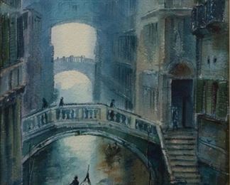 Lot 122: Asterio Pascolini Venice Watercolor