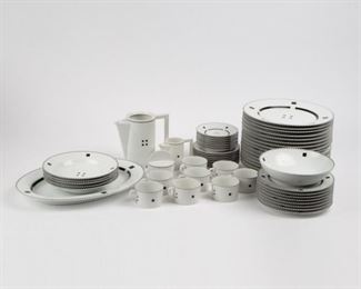 Lot 129: Swid Powell 'Tuxedo' 57-Piece Dinnerware Set