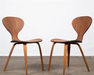 Lot 140: Two Modern Molded Plywood Side Chairs