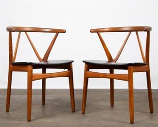Lot 154: Pair of Bruno Hansen Teak Wishbone Chairs