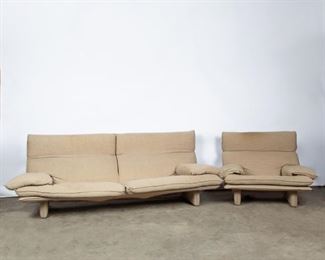 Lot 158: Niels Eilersen Modern Linen Sofa and Armchair