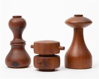 Lot 164: Three Jens Quistgaard Salt Shaker/ Peppermills
