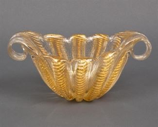 Lot 168: Barovier & Toso Murano Gold-Fleck Art Glass Bowl