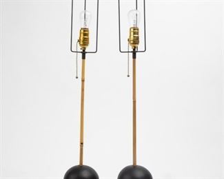 Lot 170: Pair of Noguchi Akari Bamboo Table Lamps