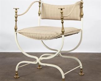 Lot 187: Italian Iron and Brass Savonarola Chair