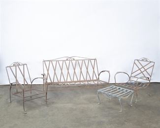 Lot 188: Salterini Mid-Century Iron Sofa and Two Lounge Chairs
