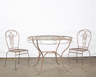 Lot 189: Salterini Mid-Century Iron Bistro Set