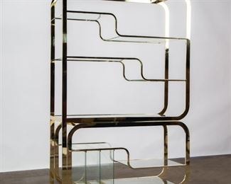 Lot 201: Milo Baughman for DIA Adjustable Brass Etagere