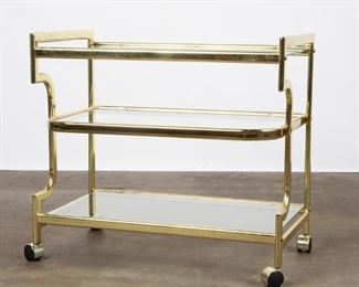 Lot 203: Brass and Glass Tea Cart