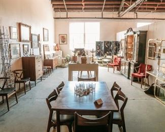 Items from Art + Design Online Auction staged for the open house preview July 11th from 5pm - 8pm at 901 Woodswether Rd. Kansas City, MO 64105