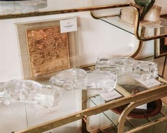 Items from Art + Design Online Auction staged for the open house preview July 11th from 5pm - 8pm at 901 Woodswether Rd. Kansas City, MO 64105