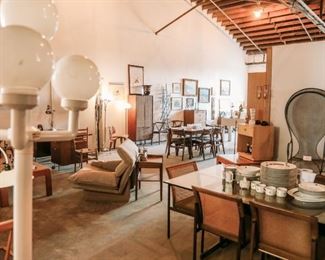 Items from Art + Design Online Auction staged for the open house preview July 11th from 5pm - 8pm at 901 Woodswether Rd. Kansas City, MO 64105