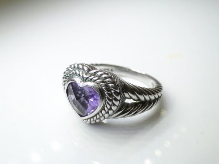 Sterling Silver & Amethyst Ring, Size 11