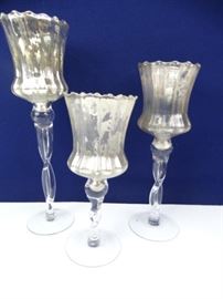 Clear Carnival Glass Candle Stands