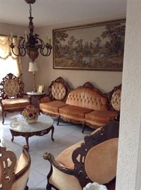 Elegant beautifully upholstered Parlor Set with sofa, loveseat and 3 armchairs!