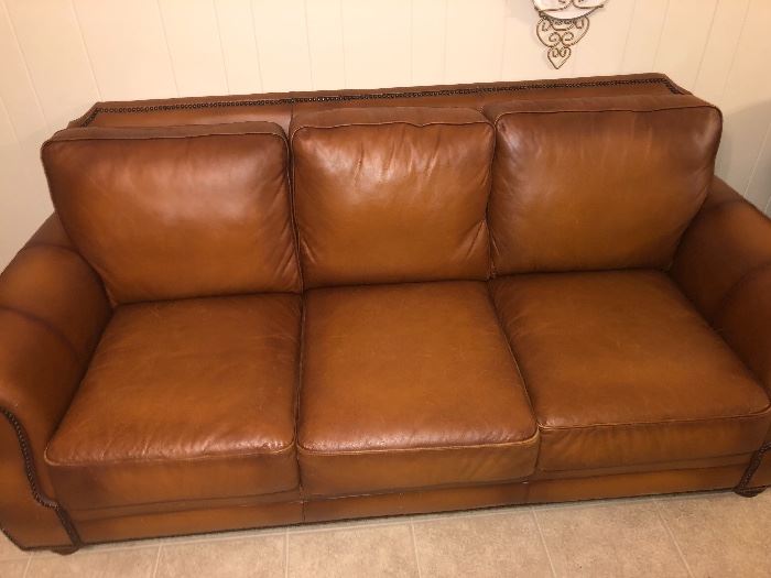 Very nice MINT CONDITION LEATHER COWHIDE SOFA AND LOVE SEAT