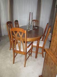 Oak Dining room table and chairs