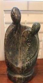 large soapstone carving, contemporary Mother and child