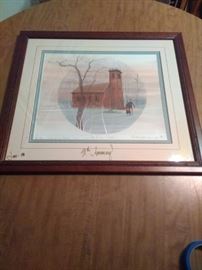 "Little brown church", P Buckley Moss print        https://ctbids.com/#!/description/share/98069