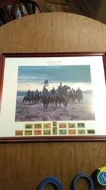 Sheridan's Men by Mort Kunstler, including stamps, framed      https://ctbids.com/#!/description/share/98113