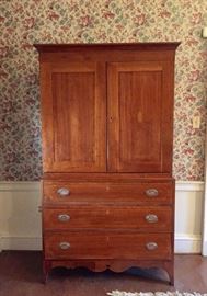 Atq Cupboard on Chest Circa 1800s