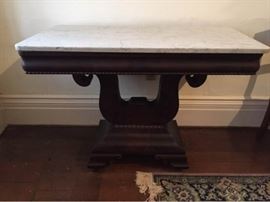 Mahogany and Marble Foyer Table