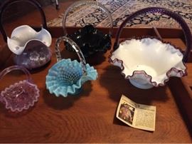 Vtg Colored Fenton Baskets