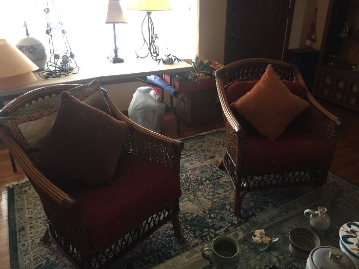 Rattan arm chairs