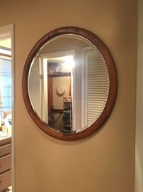 Round wood mirror