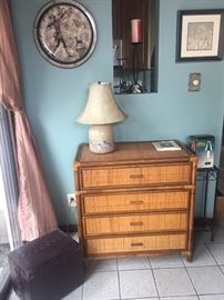 Retro rattan small chest of drawers