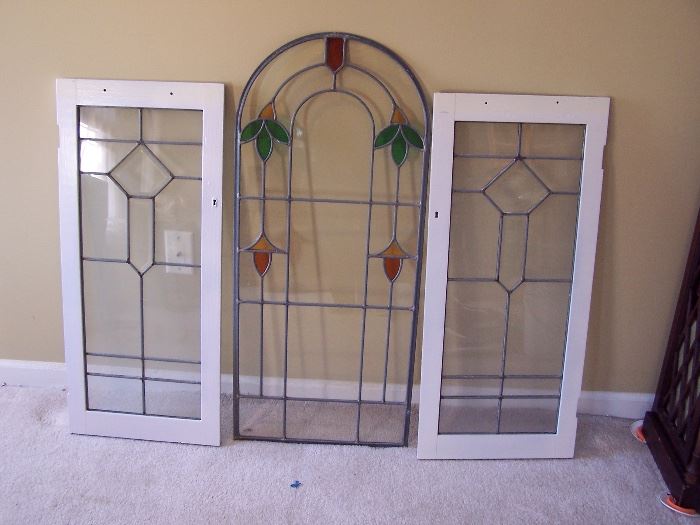 Stain Glass from their Detroit Home            Dimensions:  White Framed 15" x 33"                                        Arched is 16" x 37 1/2"