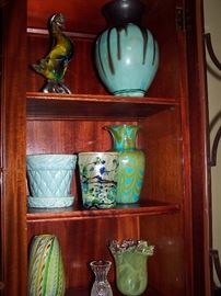 Murano Glass, Edgecomb Pottery, Cooper Blue Golden Waves Vase, McCoy