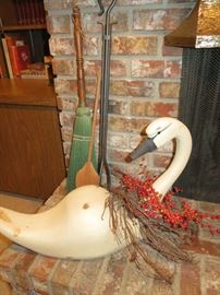 Large Carved Wood Swan