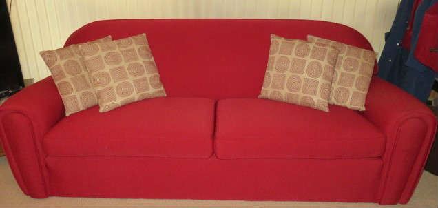 Red Upholstered Sofa