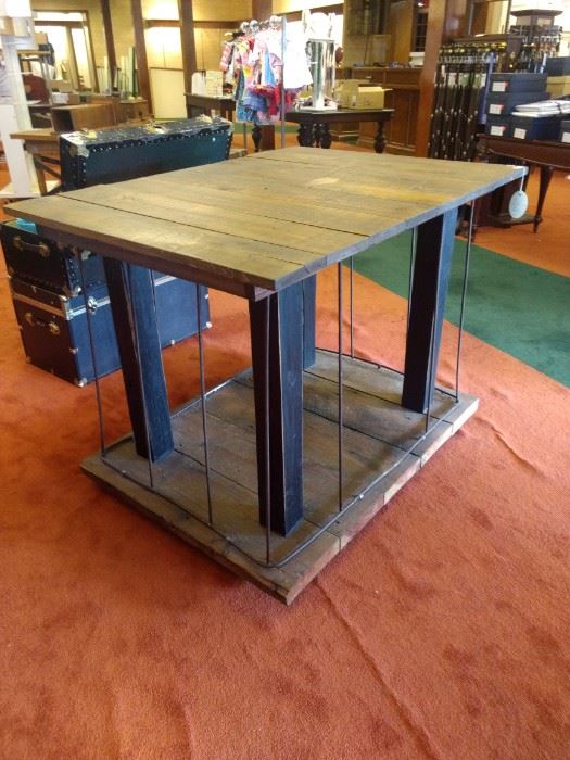 This was used as a display piece in the store but would make a great floating bar or kitchen island!!
