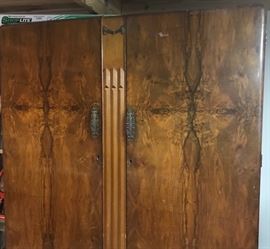 burled walnut tall armoire