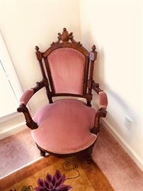 1 of a pair of Victorian his & hers chairs