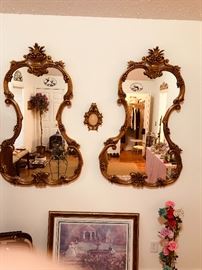 Pair of large gilt mirrors