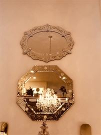 fine large ca. 1980s etched mirrors