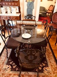 glass top table and 6 chairs