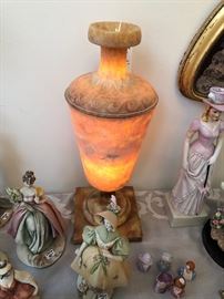 1 of a pair of alabaster lamps