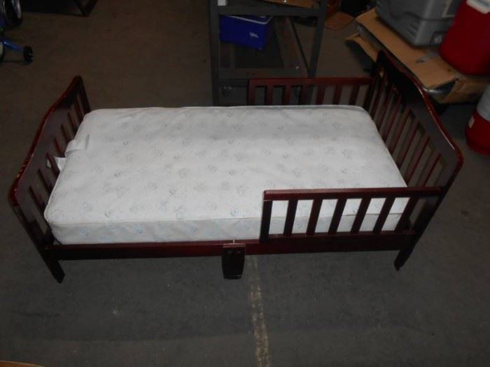 Toddler Bed Mahogany with Built In Side Rails