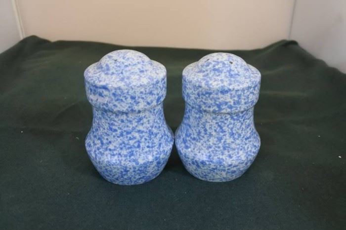 Set of Soft Blue Speckled Salt and Pepper Shakers