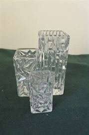 3 Diamond Cut Small Vases