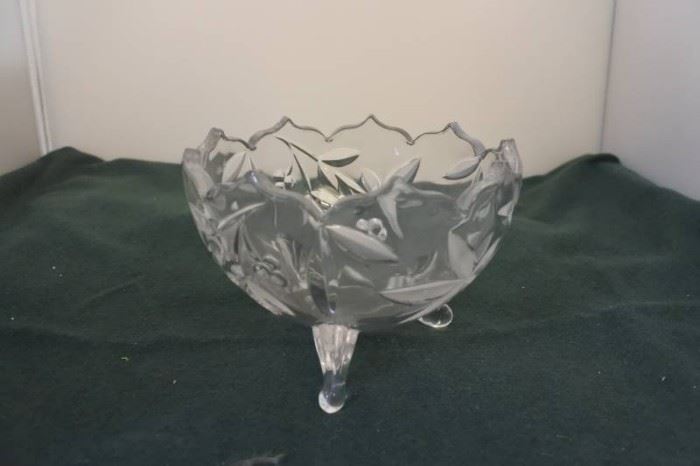 Cloudy Floral Glass Candy Dish
