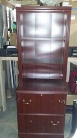 Lateral Filing Cabinet with Built on Hutch Top Che ...