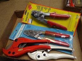 Lot of crimpers, pvc pipe cutters.