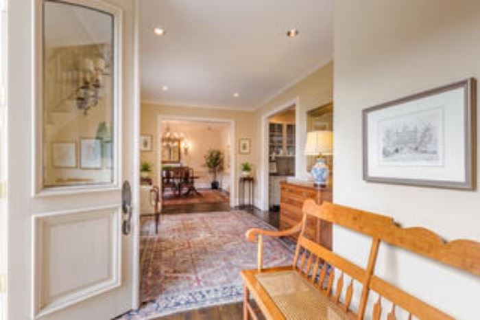 View from the front door, to the left, looking into the dining room.