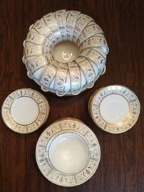 62-Piece set of Wedgwood "Gold Grecian" china.