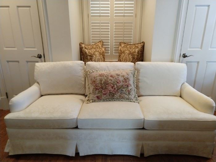 Pristine white couch, by Hickory Chair. 